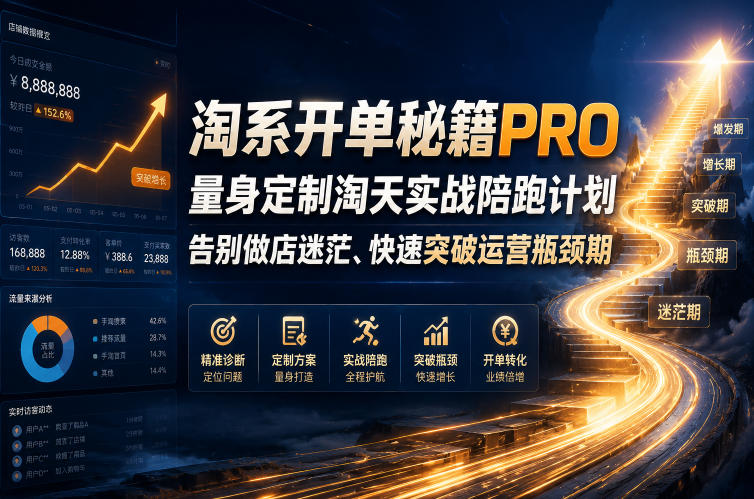 淘系开单秘籍PRO，量身定制淘天实战陪跑计划，告别做店迷茫、快速突破运营瓶颈期(2026年6月22日)-卿云社