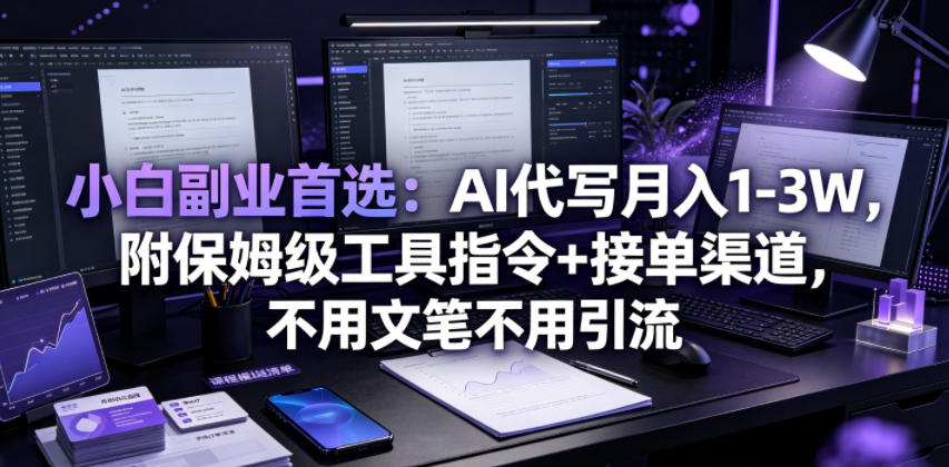 小白副业首选：AI代写月入1-3W，附保姆级工具指令+接单渠道，不用文笔不用引流【揭秘】-卿云社