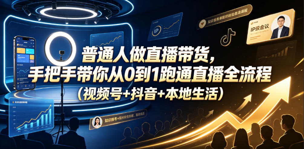 普通人做直播带货，手把手带你从0到1跑通直播全流程(视频号+抖音+本地生活)-卿云社