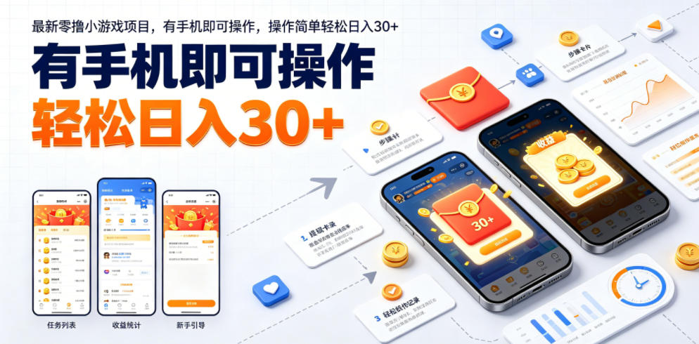 最新零撸小游戏项目，有手机即可操作，操作简单轻松日入30+-卿云社