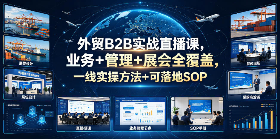 外贸B2B实战直播课，业务+管理+展会全覆盖，一线实操方法+可落地SOP-卿云社