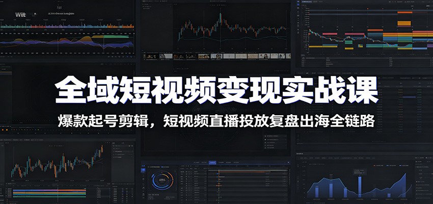 全域短视频变现实战课：爆款起号剪辑，短视频直播投放复盘出海全链路-卿云社
