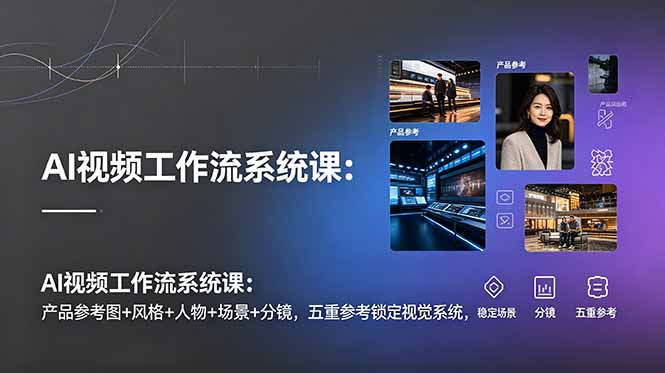 AI视频工作流系统课：产品参考图+风格+人物+场景+分镜，五重参考锁定视觉系统，稳定产出高质量视频-卿云社