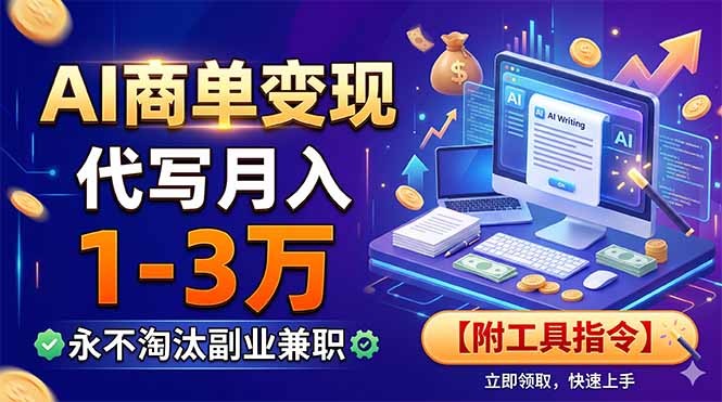 AI商单变现，靠代写月入1-3万，永不淘汰副业兼职【附工具指令】-卿云社