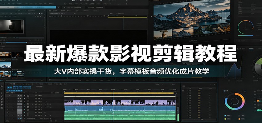最新爆款影视剪辑教程：大V内部实操干货，字幕模板音频优化成片教学-卿云社