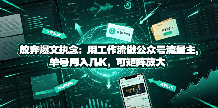 放弃爆文执念：用工作流做公众号流量主，单号月入几K，可矩阵放大-卿云社