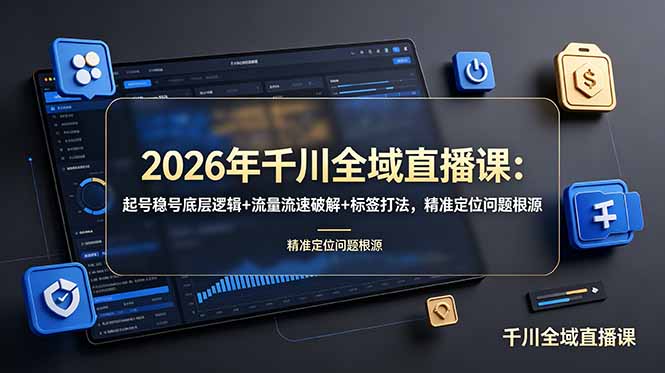 2026年千川全域直播课：起号稳号底层逻辑+流量流速破解+标签打法，精准定位问题根源-卿云社