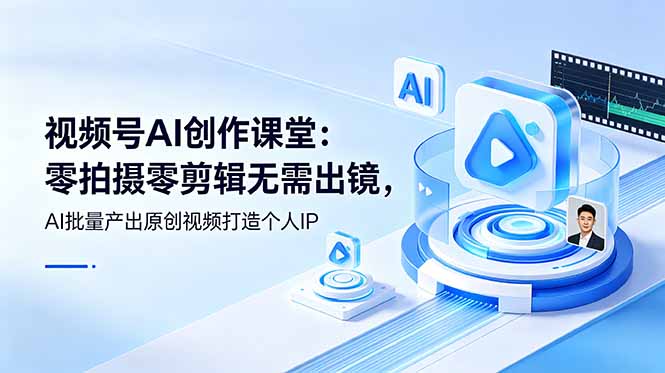 视频号AI创作课堂：零拍摄零剪辑无需出镜，AI批量产出原创视频打造个人IP-卿云社