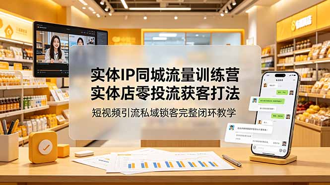 实体IP同城流量训练营：实体店零投流获客打法，短视频引流私域锁客完整闭环教学-卿云社