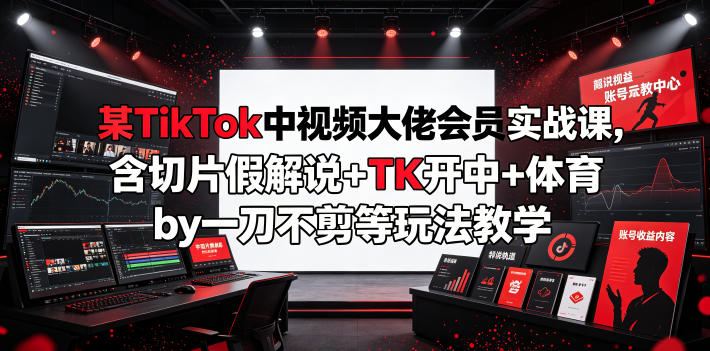 某TikTok中视频大佬会员实战课，含切片假解说+TK开中+体育by一刀不剪等玩法教学-卿云社