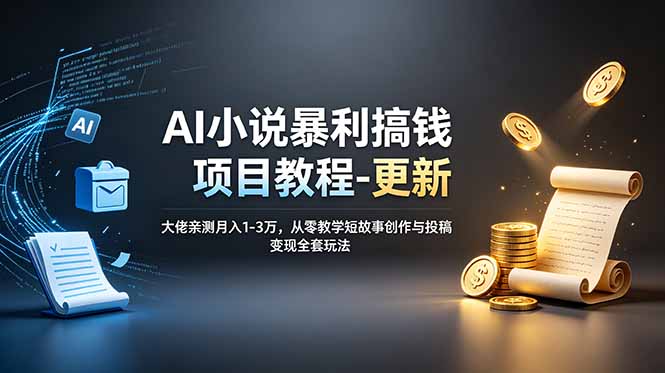 AI小说暴利搞钱项目教程-更新，大佬亲测月入1-3万，从零教学短故事创作与投稿变现全套玩法-卿云社