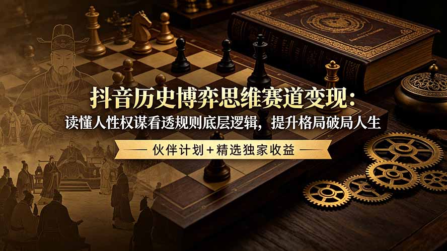 抖音历史博弈思维赛道变现：读懂人性权谋看透规则底层逻辑，提升格局破局人生，伙伴计划+精选独家收益-卿云社