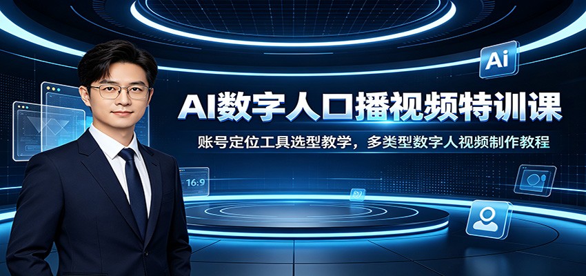 AI数字人口播视频特训课：账号定位工具选型教学，多类型数字人视频制作教程-卿云社