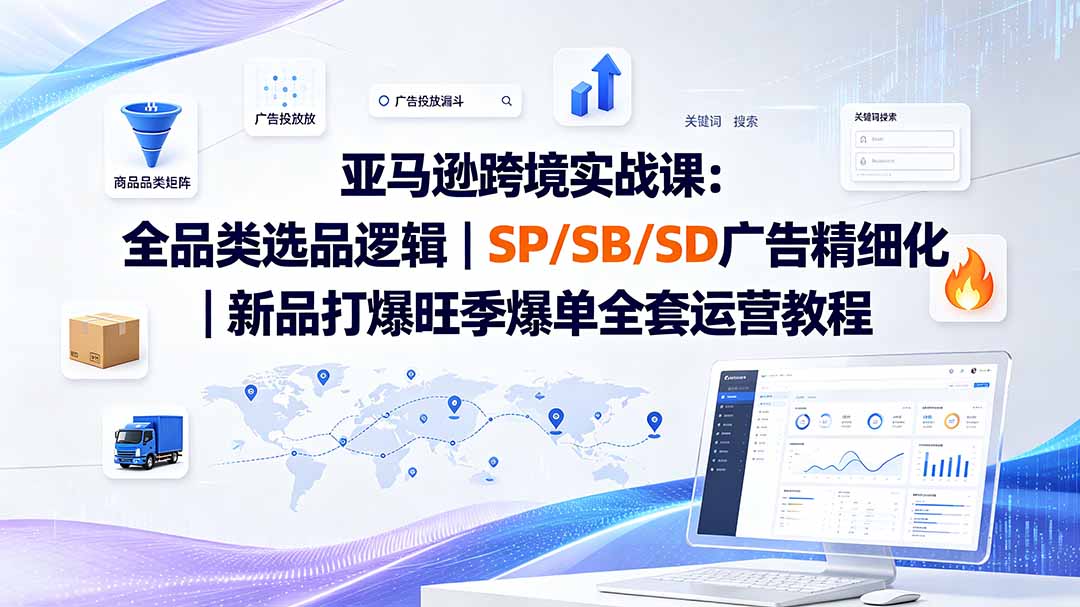 亚马逊跨境实战课-更新：全品类选品逻辑｜SP/SB/SD广告精细化｜新品打爆旺季爆单全套运营教程-卿云社