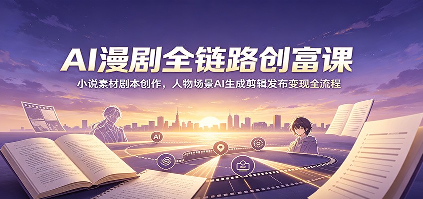 AI漫剧全链路创富课：小说素材剧本创作，人物场景AI生成剪辑发布变现全流程-卿云社