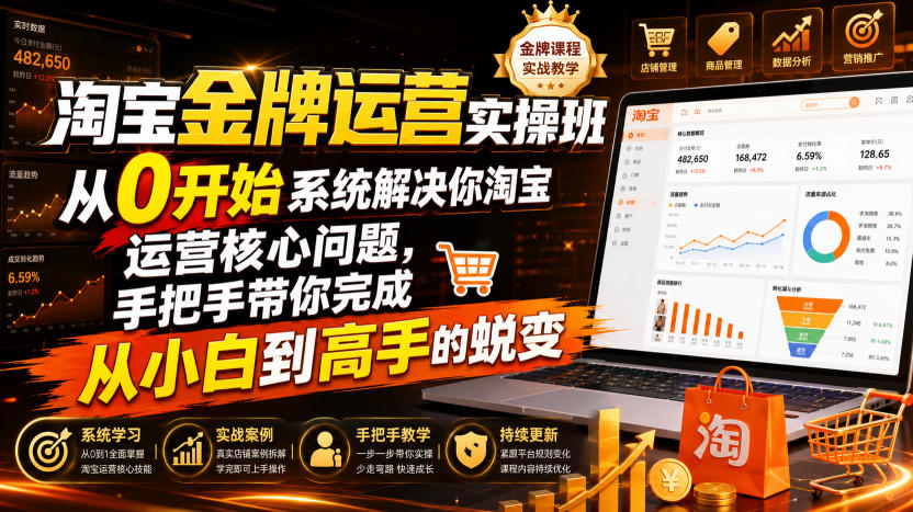 淘宝金牌运营实操班，从0开始系统解决你淘宝运营核心问题，手把手带你完成从小白到高手的蜕变(2026年7月)-卿云社