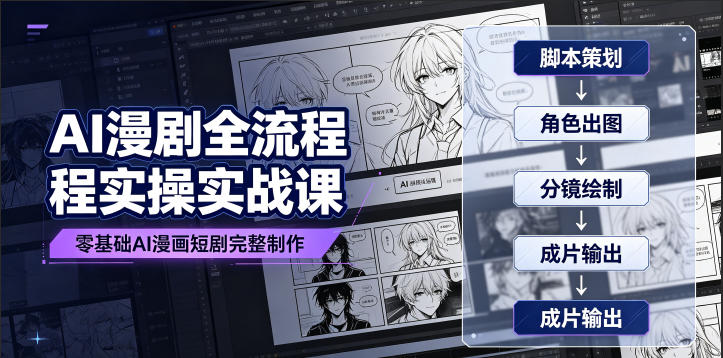 AI漫剧全流程实操实战课｜零基础AI漫画短剧完整制作、脚本出图成片全链路落地教程-卿云社