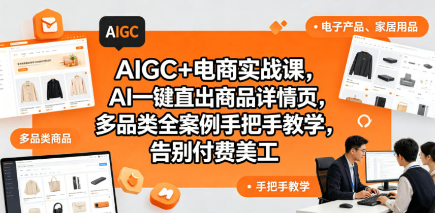 AIGC+电商实战课，AI一键直出商品详情页，多品类全案例手把手教学，告别付费美工(更新0704)-卿云社