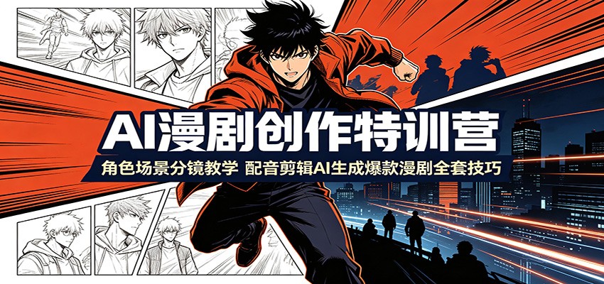 AI漫剧创作特训营：角色场景分镜教学，配音剪辑AI生成爆款漫剧全套技巧-卿云社