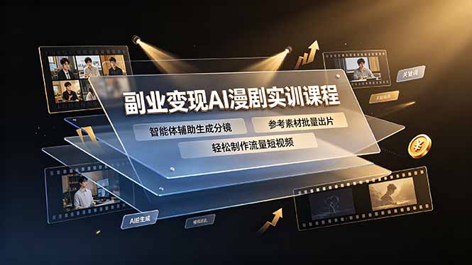 副业变现AI漫剧实训课程，智能体辅助生成分镜，参考素材批量出片，轻松制作流量短视频-卿云社