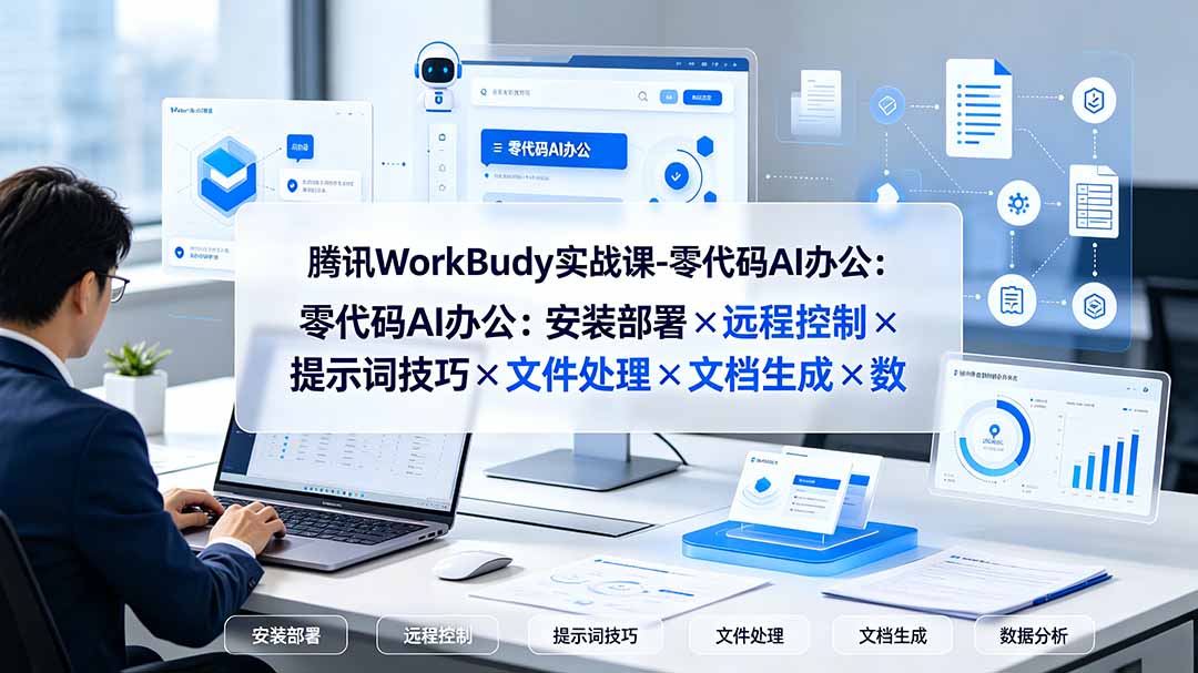腾讯WorkBuddy实战课-零代码AI办公:安装部署×远程控制×提示词技巧×文件处理×文档生成×数据分析-卿云社