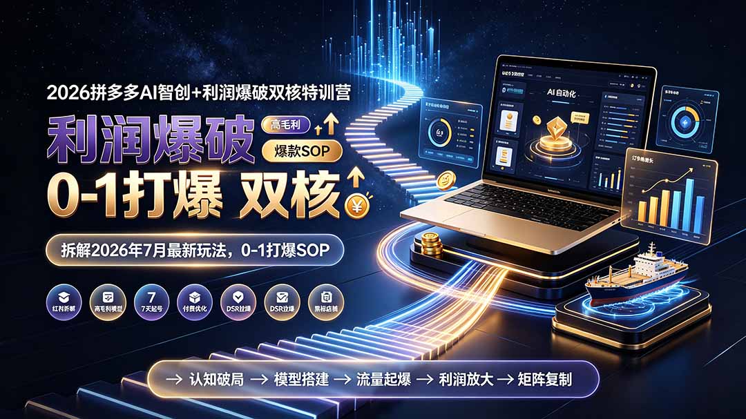 2026拼多多AI智创+利润爆破双核特训营-拆解2026年7月最新玩法，0-1打爆SOP-卿云社