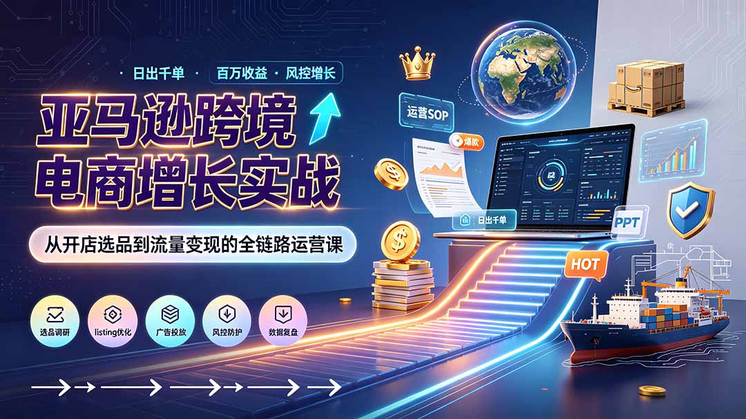 亚马逊0-1孵化特训营8期：从注册风控到稳定日出千单实战，规避审核封店风险，标准化执行流程落地-卿云社