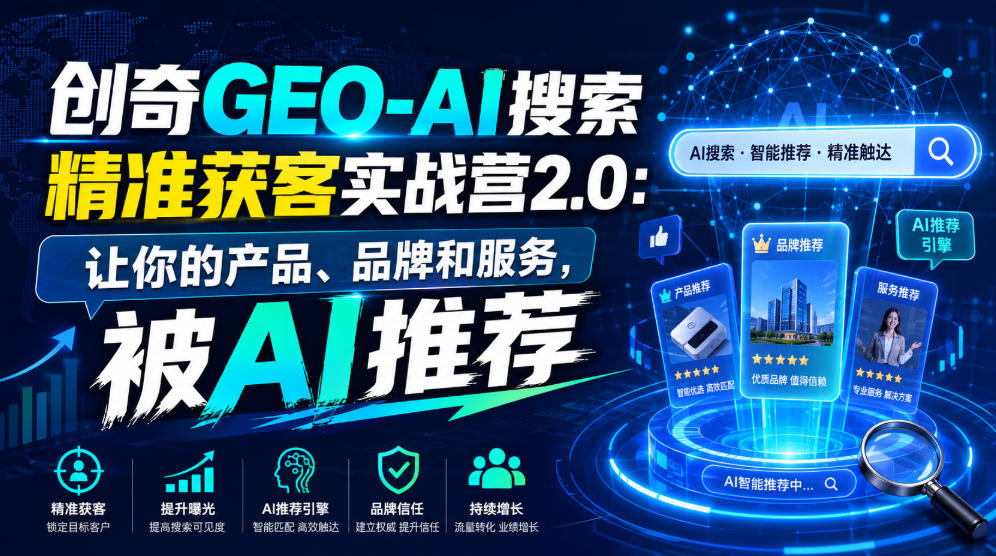 创奇GEO-AI搜索精准获客实战营2.0：让你的产品、品牌和服务，被AI推荐-卿云社