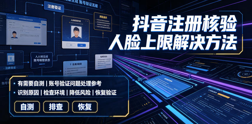 抖音注册核验人脸上限解决方法，有需要自测-卿云社
