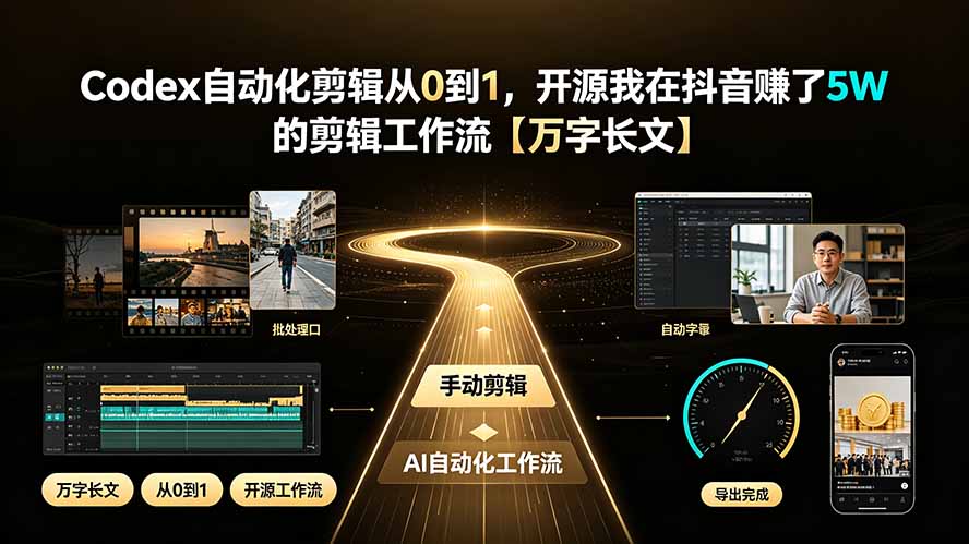 Codex自动化剪辑从0到1，开源我在抖音赚了5W 的剪辑工作流【万字长文】-卿云社