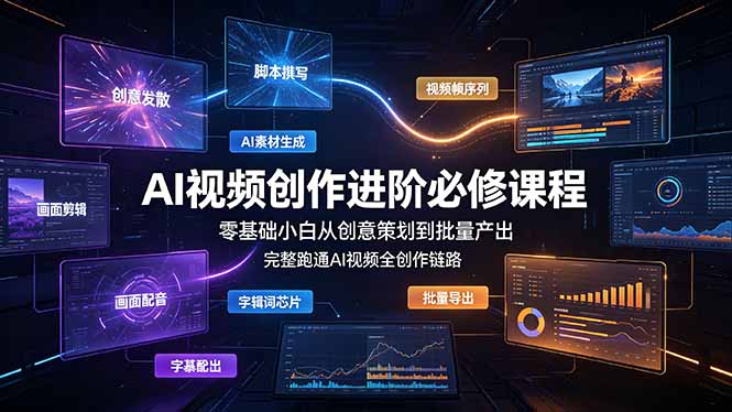AI视频创作进阶必修课程：零基础小白从创意策划到批量产出，完整跑通AI视频全创作链路-卿云社