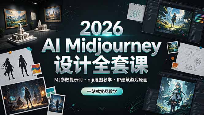2026 AI Midjourney设计全套课，MJ参数提示词niji混图教学，IP建筑游戏原画一站式实战教学-卿云社