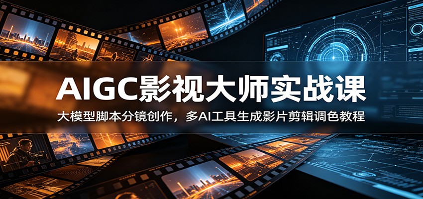 AIGC影视大师实战课：大模型脚本分镜创作，多AI工具生成影片剪辑调色教程-卿云社