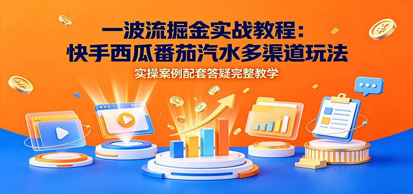 一波流掘金实战教程：快手西瓜番茄汽水多渠道玩法，实操案例配套答疑完整教学-卿云社