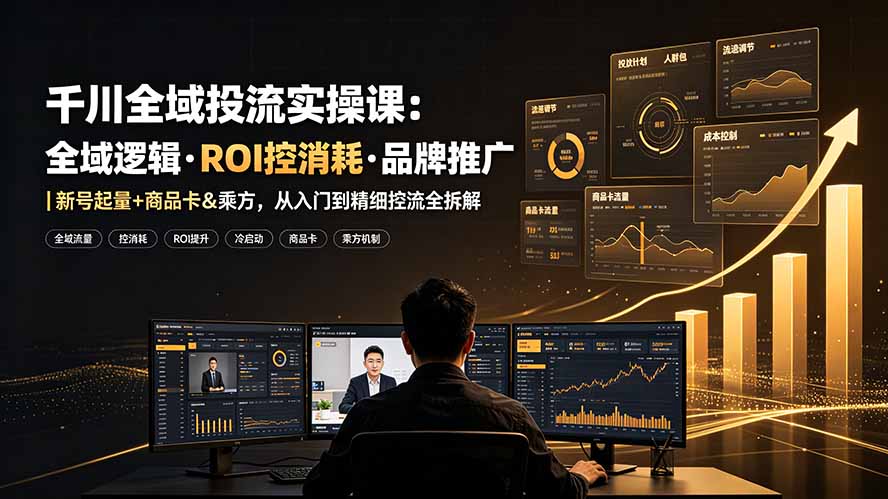 千川全域投流实操课:全域逻辑·ROI控消耗·品牌推广|新号起量+商品卡&乘方,从入门到精细控流全拆解-卿云社