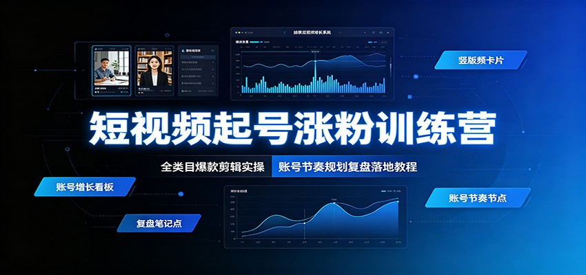 短视频起号涨粉训练营：全类目爆款剪辑实操，账号节奏规划复盘落地教程-卿云社