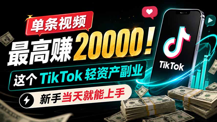 单条视频最高赚 20000!这个 TikTok 轻资产副业,新手当天就能上手-卿云社