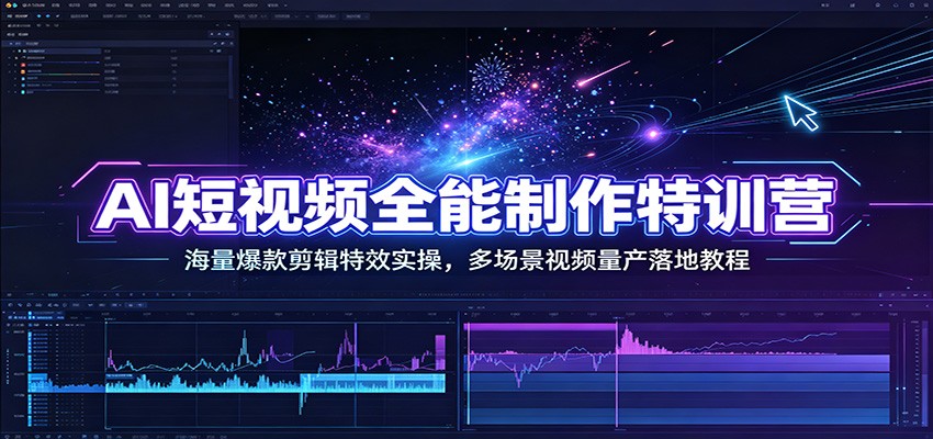 AI短视频全能制作特训营：海量爆款剪辑特效实操，多场景视频量产落地教程-卿云社