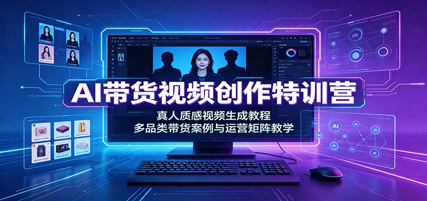 AI带货视频创作特训营:真人质感视频生成教程,多品类带货案例与运营矩阵教学-卿云社