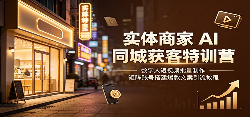 实体商家AI同城获客特训营：数字人短视频批量制作，矩阵账号搭建爆款文案引流教程-卿云社