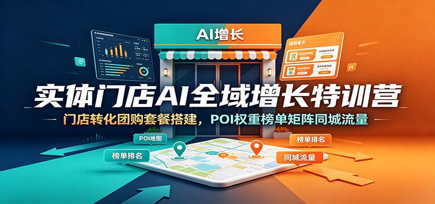 实体门店AI全域增长特训营：门店转化团购套餐搭建，POI权重榜单矩阵同城流量-卿云社