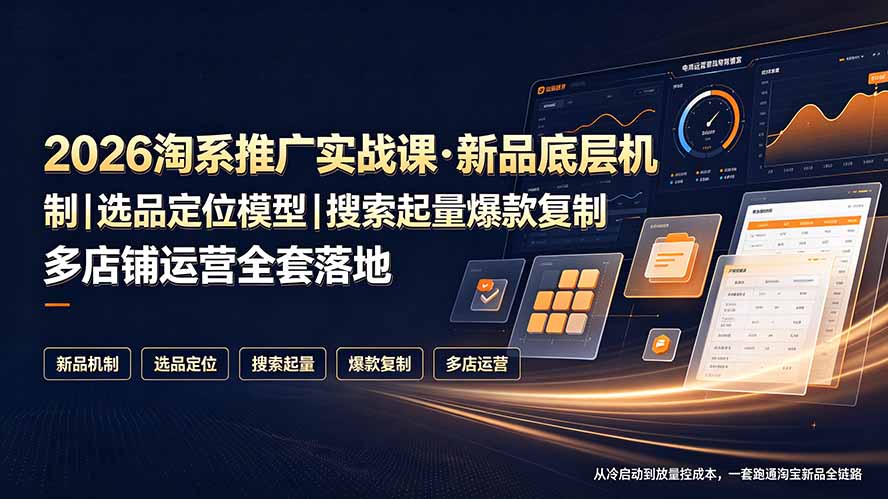 2026淘系推广实战课·新品底层机制｜选品定位模型｜搜索起量爆款复制多店铺运营全套落地教程-卿云社