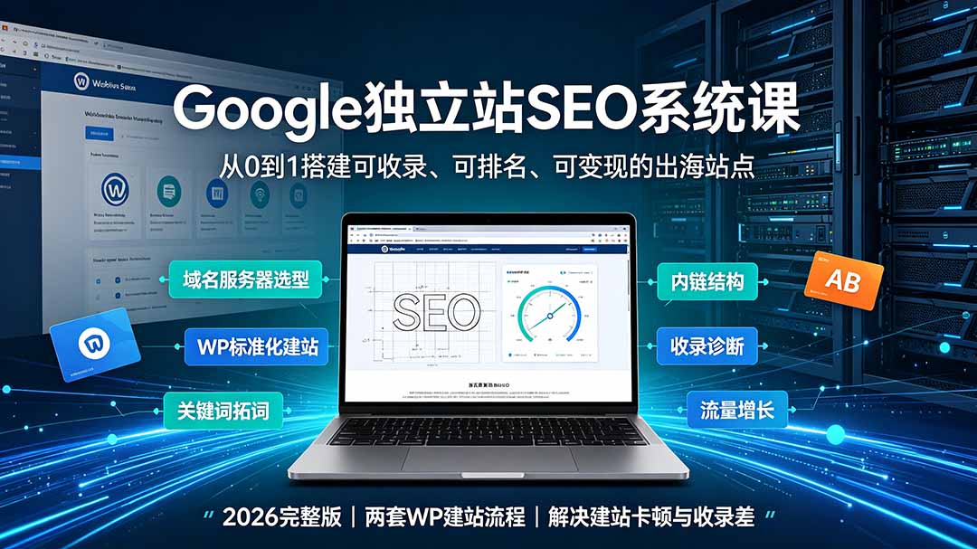 Google独立站SEO-7月系统课：出海基建×WordPress建站×AI内容生产×站内外优化×Search Console×AdSense变现-卿云社