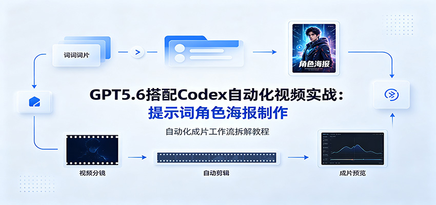 GPT5.6搭配Codex自动化视频实战：提示词角色海报制作，自动化成片工作流拆解教程-卿云社