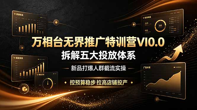 万相台无界推广特训营VI0.0，拆解五大投放体系，新品打爆人群截流实操，控预算稳步拉高店铺投产-卿云社