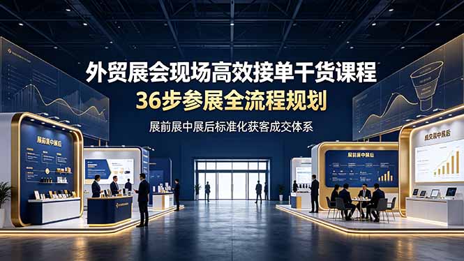 外贸展会现场高效接单干货课程，36步参展全流程规划，展前展中展后标准化获客成交体系-卿云社