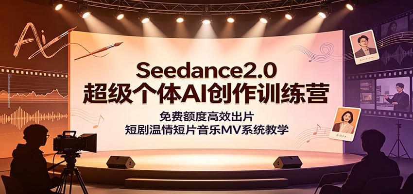 Seedance2.0超级个体AI创作训练营：免费额度高效出片，短剧温情短片音乐MV系统教学-卿云社