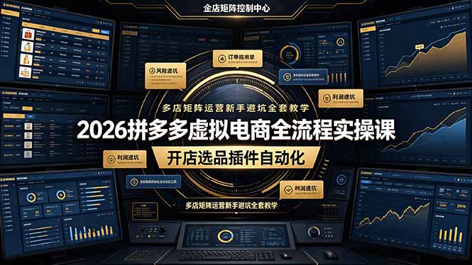 2026拼多多虚拟电商全流程实操课，开店选品插件自动化，多店矩阵运营新手避坑全套教学-卿云社