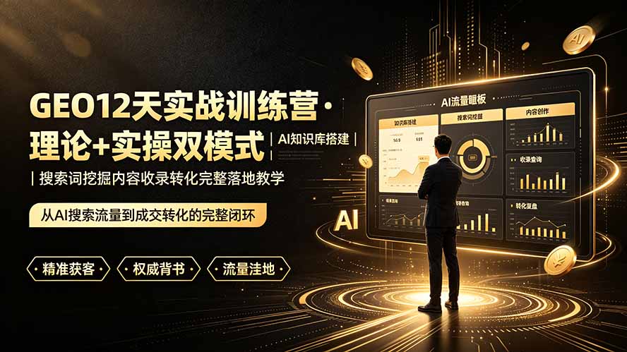 GEO12天实战训练营·理论+实操双模式｜AI知识库搭建｜搜索词挖掘内容收录转化完整落地教学-卿云社