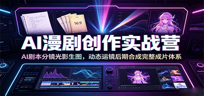 AI漫剧创作实战营：AI剧本分镜光影生图，动态运镜后期合成完整成片体系-卿云社